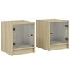 vidaXL Tables de chevet et portes vitr&eacute;es 2pcs ch&ecirc;ne sonoma 35x37x42cm