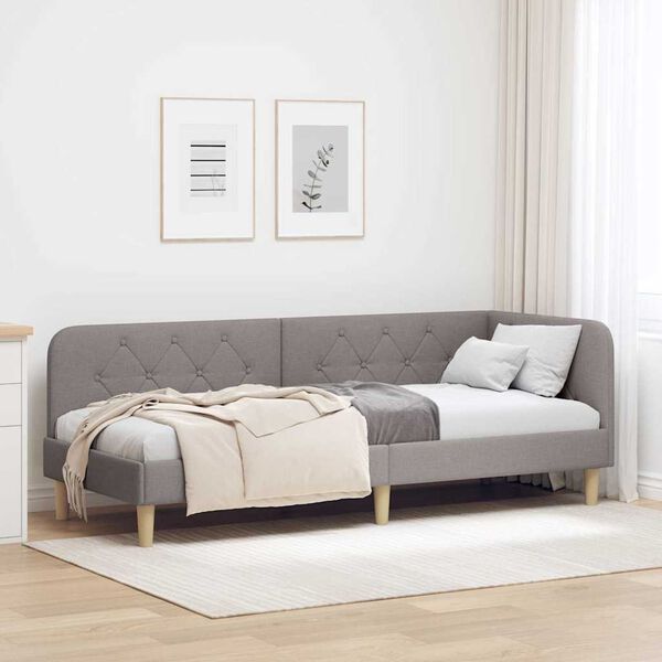 vidaXL Cadre de lit d'angle avec tête de lit Taupe 80 x 200 cm tissu
