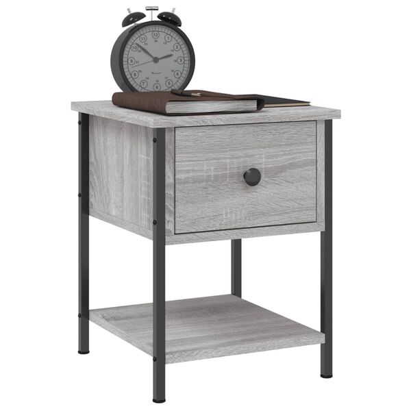 vidaXL Table de chevet sonoma gris 34x35,5x45 cm bois d'ing&eacute;nierie