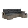 vidaXL Salon de jardin 6 pcs avec coussins gris r&eacute;sine tress&eacute;e
