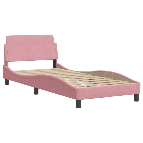 vidaXL Lit avec matelas rose 90x190 cm velours