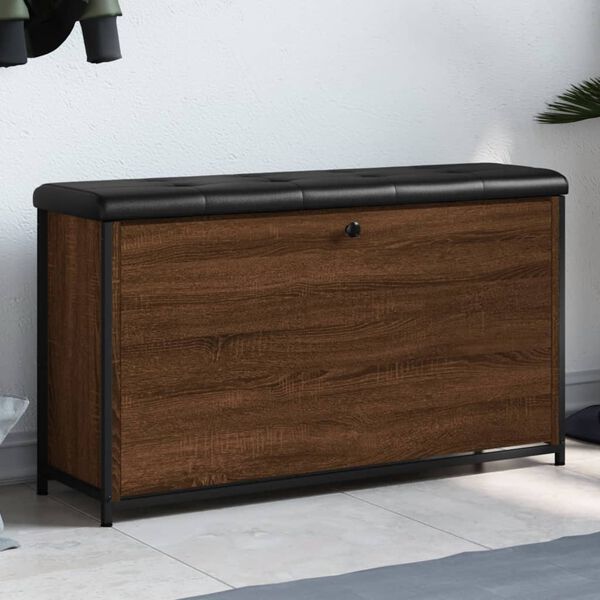 vidaXL Banc &agrave; chaussures tiroir rabattable ch&ecirc;ne brun 102x32x56 cm