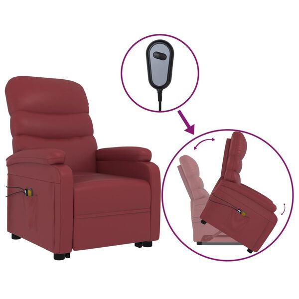 vidaXL Fauteuil de massage Rouge bordeaux Similicuir
