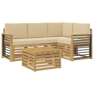 vidaXL Ensemble de canap&eacute;s d'ext&eacute;rieur 5 pc Blanc et Beige Polyester