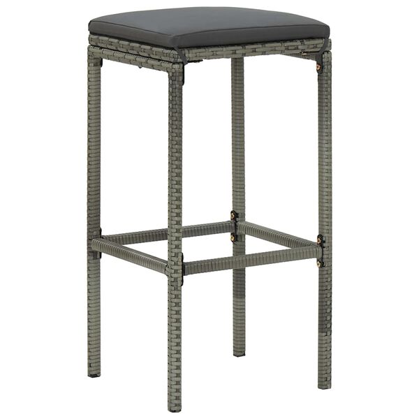 vidaXL Tabourets de bar avec coussins lot de 6 gris r&eacute;sine tress&eacute;e