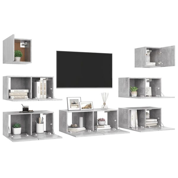 vidaXL Ensemble de meubles TV 7 pcs Gris b&eacute;ton Bois d'ing&eacute;nierie