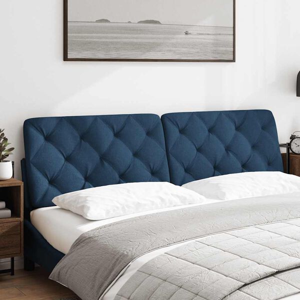 vidaXL Coussin de t&ecirc;te de lit bleu 180 cm tissu