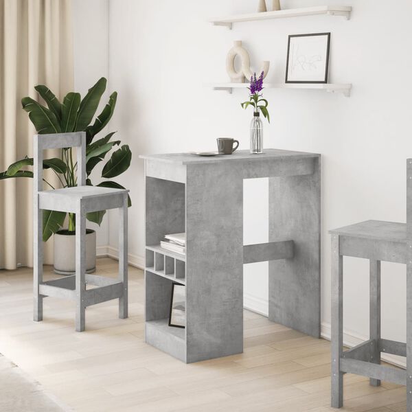 vidaXL Table de bar avec &eacute;tag&egrave;res gris b&eacute;ton bois d'ing&eacute;nierie