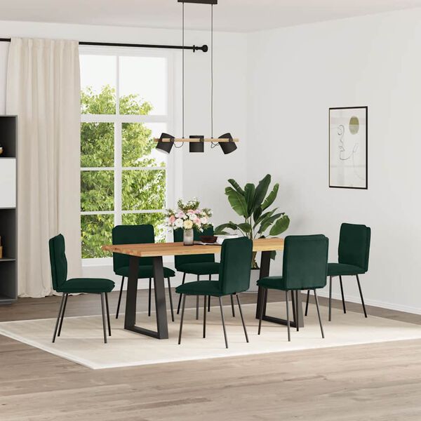 vidaXL Chaises &agrave; manger lot de 6 vert fonc&eacute; velours
