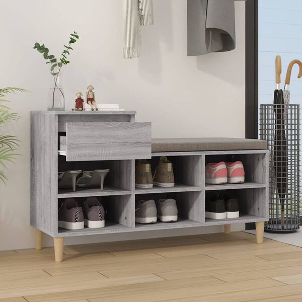vidaXL Armoire &agrave; chaussures Sonoma gris 102x36x60 cm Bois d'ing&eacute;nierie