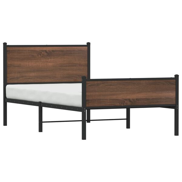 vidaXL Cadre de lit en m&eacute;tal sans matelas ch&ecirc;ne marron 100x190 cm