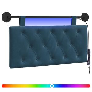 vidaXL T&ecirc;te de lit suspendue Avec lumi&egrave;re LED Bleu Velours