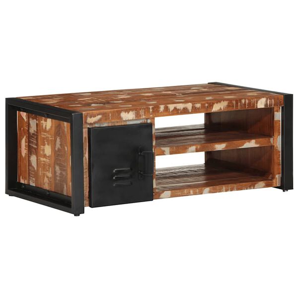 vidaXL Table basse multicolore 90x50x36 cm bois de récupération massif