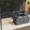 vidaXL Salon de jardin 9 pcs avec coussins Gris R&eacute;sine tress&eacute;e