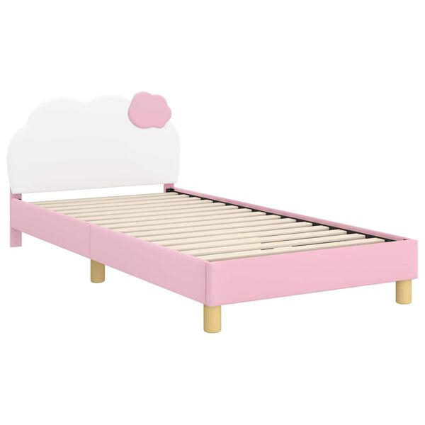 vidaXL Cadre de lit pour enfants avec t&ecirc;te de lit Rose 80 x 200 cm PU