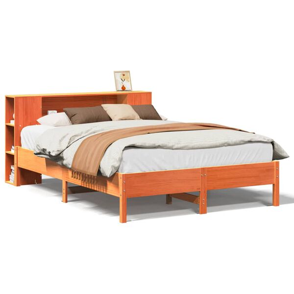 vidaXL Lit biblioth&egrave;que sans matelas cire marron 160x200 cm pin massif