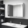 vidaXL Armoire de salle de bain &agrave; miroir LED Gris b&eacute;ton 89x14x62 cm