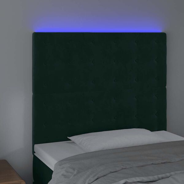 vidaXL T&ecirc;te de lit &agrave; LED Vert fonc&eacute; 100x5x118/128 cm Velours