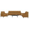 vidaXL Ensemble de canap&eacute;s 3 pcs avec coussins Marron Velours