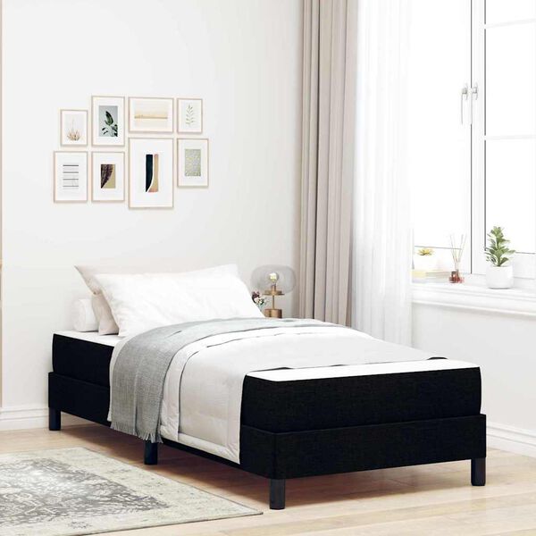 vidaXL Lit &agrave; ressorts avec matelas Noir 90 x 190 cm tissu