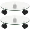 vidaXL Porte-plantes roulant 2 pcs Verre tremp&eacute; 28 cm Rond