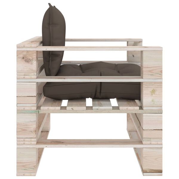 vidaXL Canap&eacute; palette de jardin avec coussins taupe Bois de pin