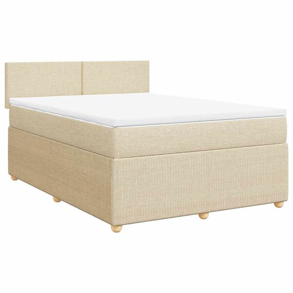 vidaXL Sommier &agrave; lattes de lit avec matelas Cr&egrave;me 160x200 cm Tissu