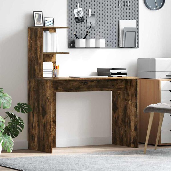 vidaXL Bureau Ch&ecirc;ne fum&eacute; 102 x 50 x 124 cm Bois d'ing&eacute;nierie