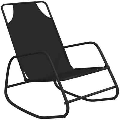 vidaXL Chaise longue à bascule Noir Acier et textilène
