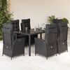 vidaXL Ensemble &agrave; manger de jardin coussins 7pcs Noir R&eacute;sine tress&eacute;e