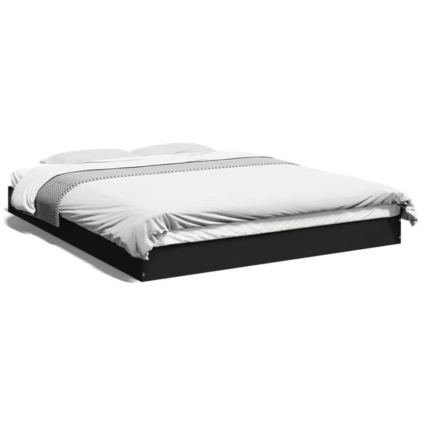 vidaXL Cadre de lit sans matelas noir 160x200 cm bois d'ingénierie