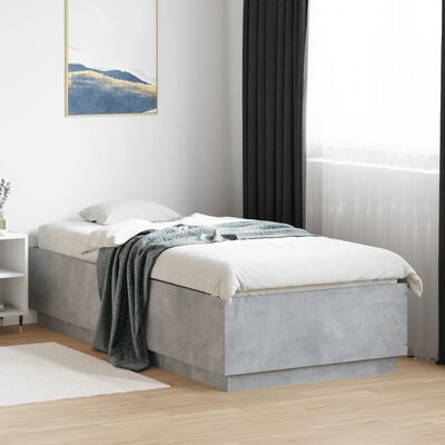 vidaXL Cadre de lit avec lumières LED gris béton 100x200 cm