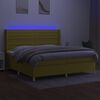 vidaXL Sommier &agrave; lattes de lit et matelas et LED Vert 200x200 cm Tissu
