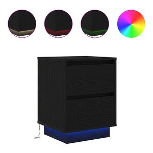VidaXL Table de chevet avec lumi&egrave;res LED noir 38x34x50 cm