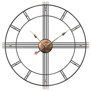 vidaXL Horloge murale noir &Oslash;60 cm fer