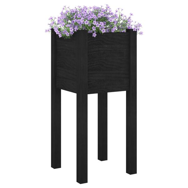 vidaXL Jardinières d'extérieur 2 pcs Noir 31x31x70 cm Bois de pin