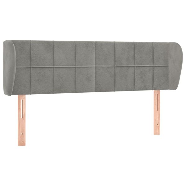 vidaXL T&ecirc;te de lit avec oreilles Gris clair 147x23x78/88 cm Velours