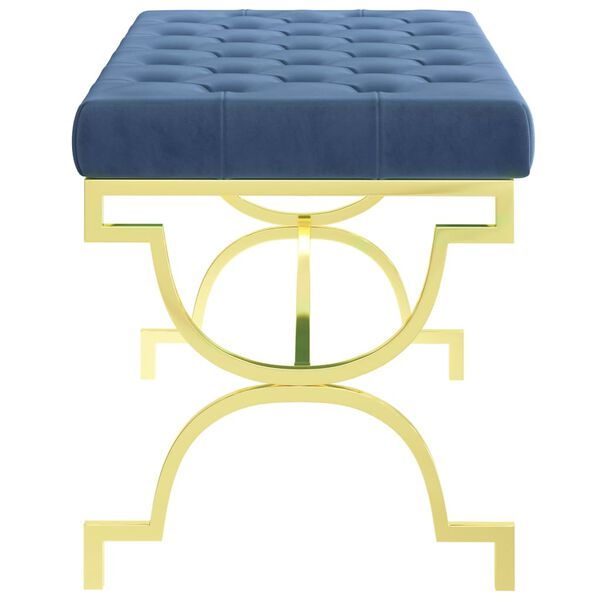 vidaXL Banc 99 cm Bleu Velours et acier inoxydable