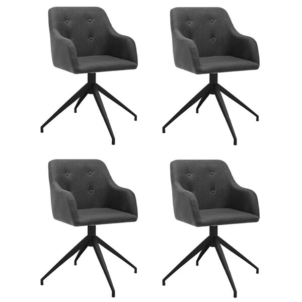 vidaXL Chaises pivotantes &agrave; manger lot de 4 Gris fonc&eacute; Tissu