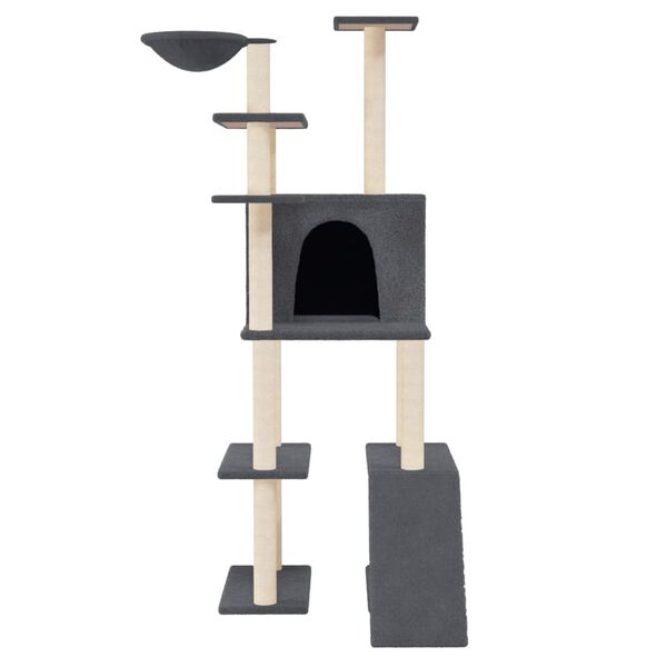 vidaXL Arbre à chat avec griffoirs en sisal Gris foncé 166 cm
