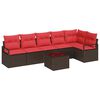 vidaXL Ensemble de canap&eacute; de jardin 7 pcs Marron et rouge polyrotin
