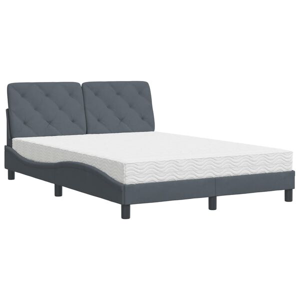vidaXL Lit avec matelas gris fonc&eacute; 120x200 cm velours