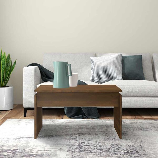 vidaXL Table basse Ch&ecirc;ne marron 68x50x38 cm Bois d'ing&eacute;nierie