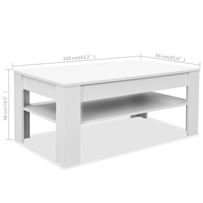 vidaXL Table basse bois d'ingénierie 110x65x48 cm Blanc