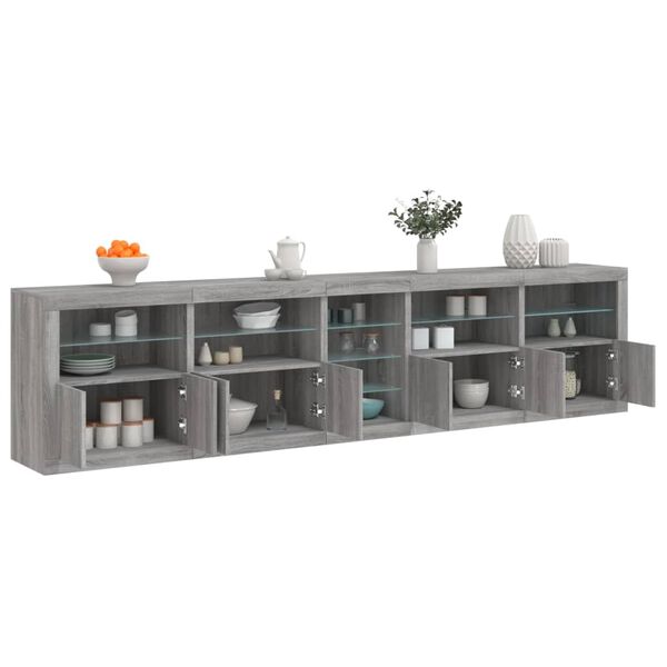 vidaXL Buffet avec lumières LED sonoma gris 283x37x67 cm