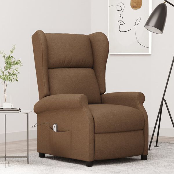 vidaXL Fauteuil inclinable &eacute;lectrique &agrave; oreilles marron tissu