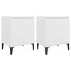 vidaXL Tables de chevet avec pieds en m&eacute;tal blanc 40x30x50 cm