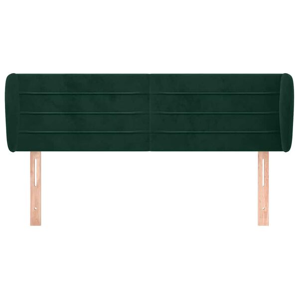 vidaXL T&ecirc;te de lit avec oreilles Vert fonc&eacute; 147x23x78/88 cm Velours