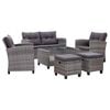 vidaXL Salon de jardin 6 pcs avec coussins R&eacute;sine tress&eacute;e Gris fonc&eacute;