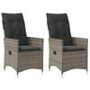 vidaXL Chaises inclinables de jardin lot de 2 et coussins gris rotin